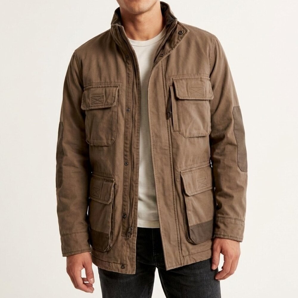 Abercrombie & Fitch Brown Utility Field Jacket XS Quilted Lined Parka Coat